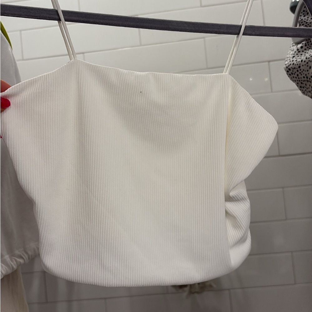 White Ribbed Camisole Top